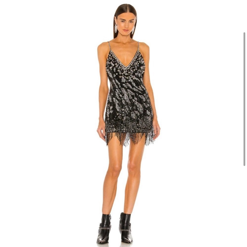 DUNDAS X REVOLVE BLACK AND SILVER SEQUENCE DRESS